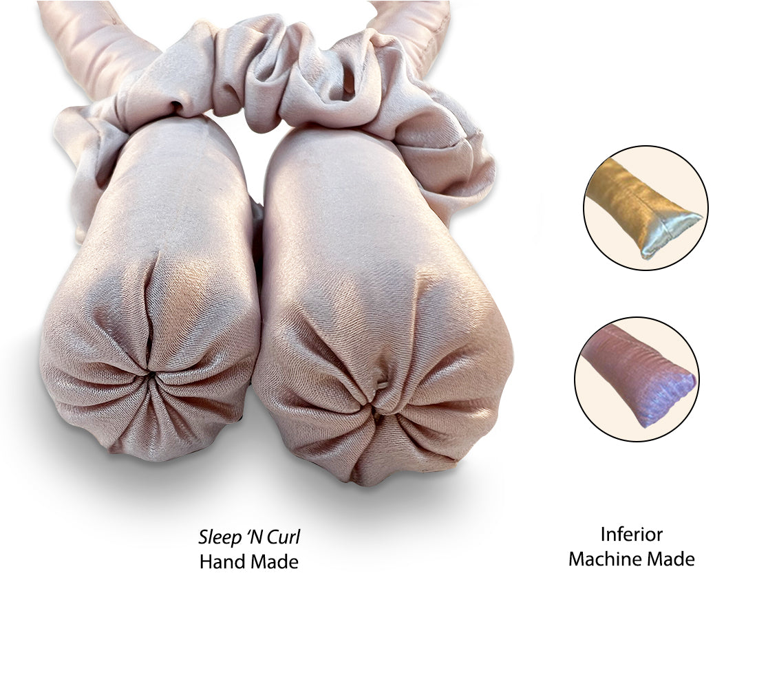 the difference between inferior machine made Chinese heatless hair curlers and the Silk Sleep 'N Curl