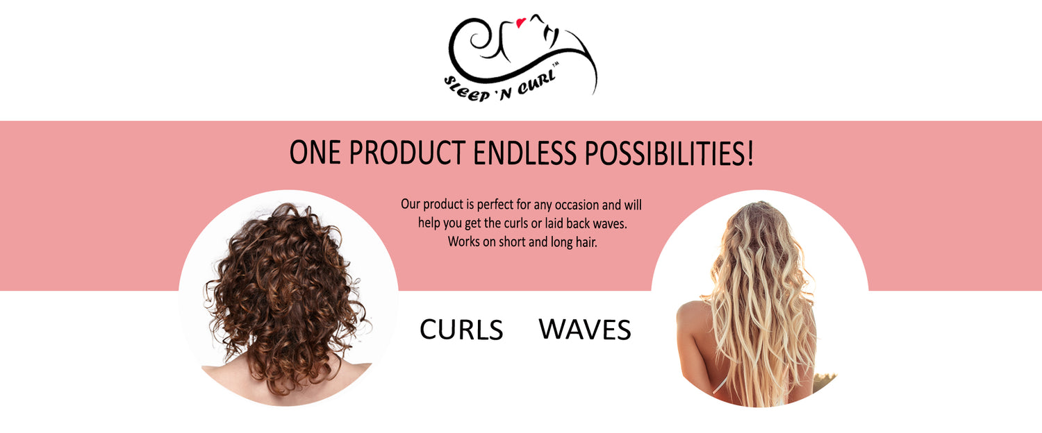 photo comparing tight curls and waves using a heatless hair curler